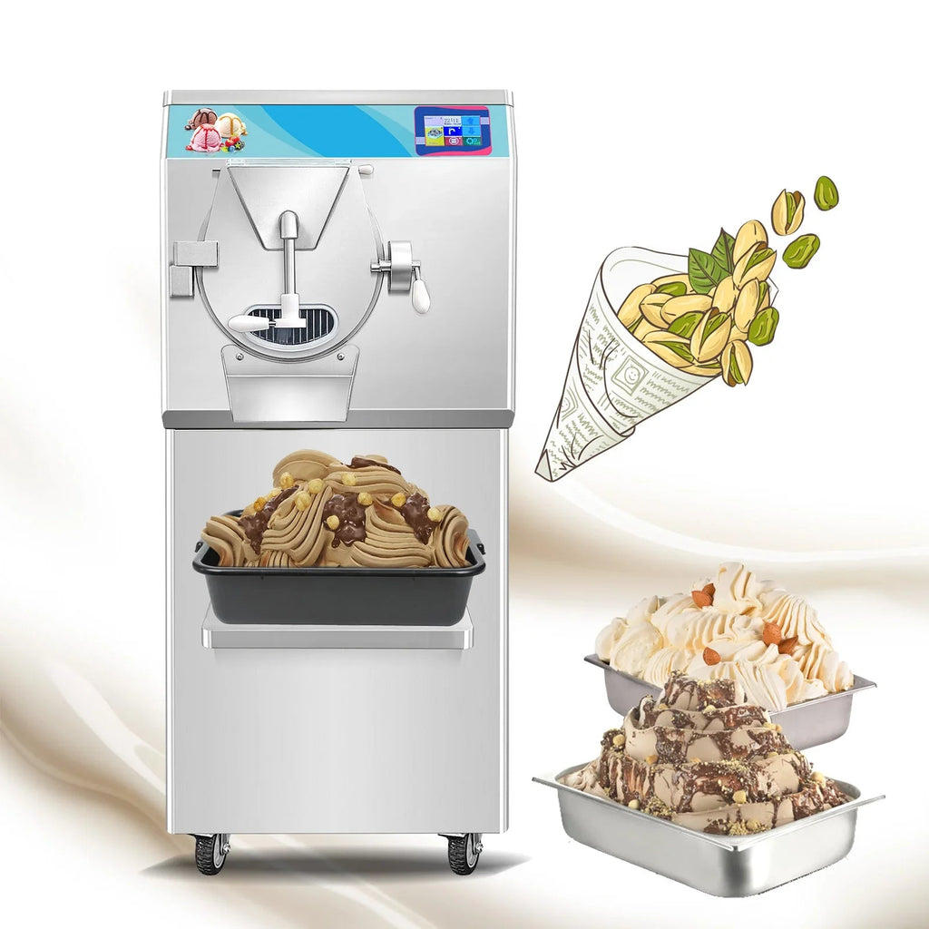 Gelato Machine Batch Freezer Hard Ice Cream Machine, ICM minus 48S, 125 L H, ETL