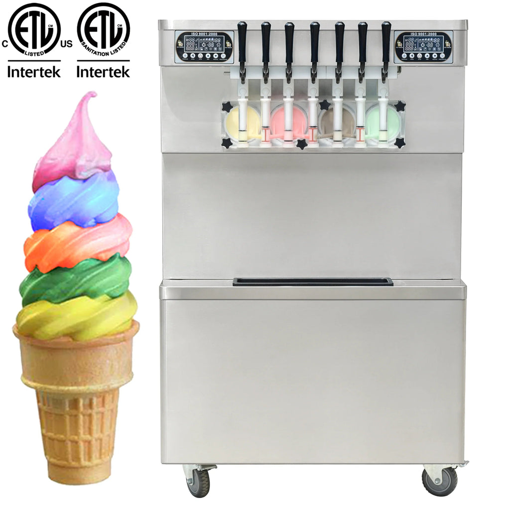 Soft Serve Ice Cream Machine Soft Serve Machine Ice Cream Machine, 7 Flavors, ETL, Refrigerated