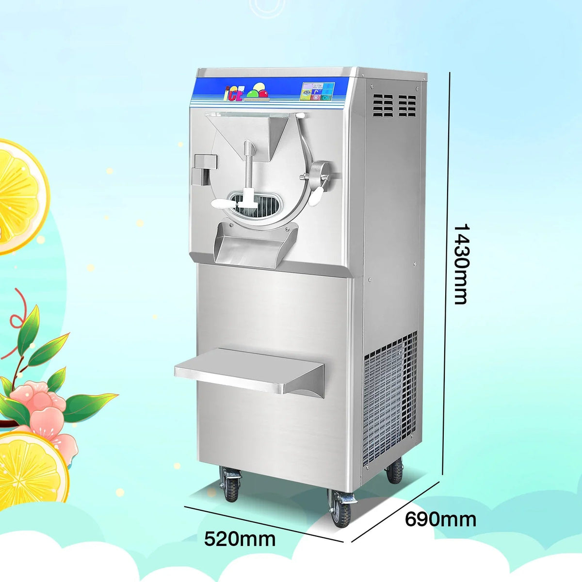 Gelato Machine Batch Freezer Hard Ice Cream Machine, ICM minus 28S, ETL, Stainless Steel