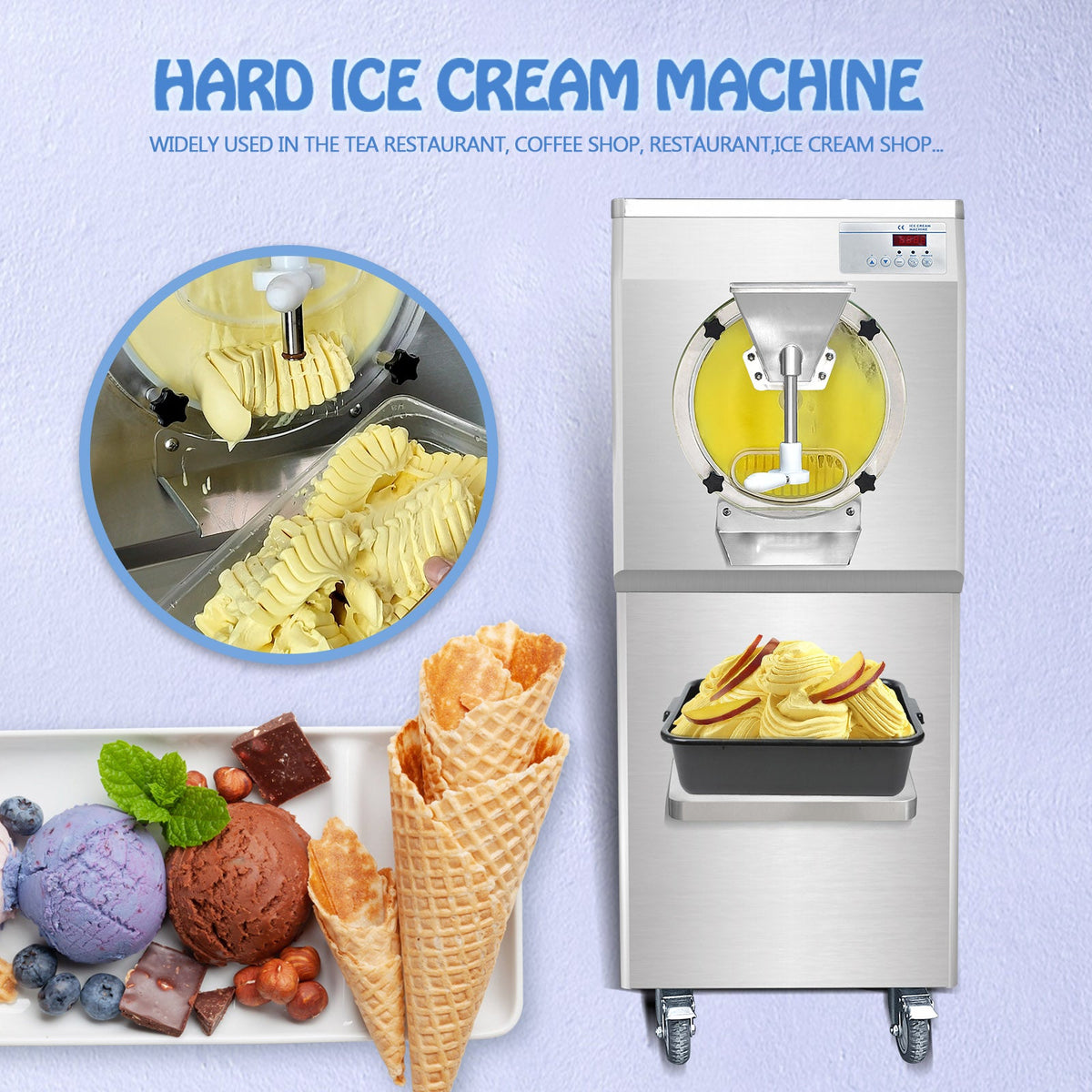 Gelato Machine Batch Freezer Hard Ice Cream Machine, ETL