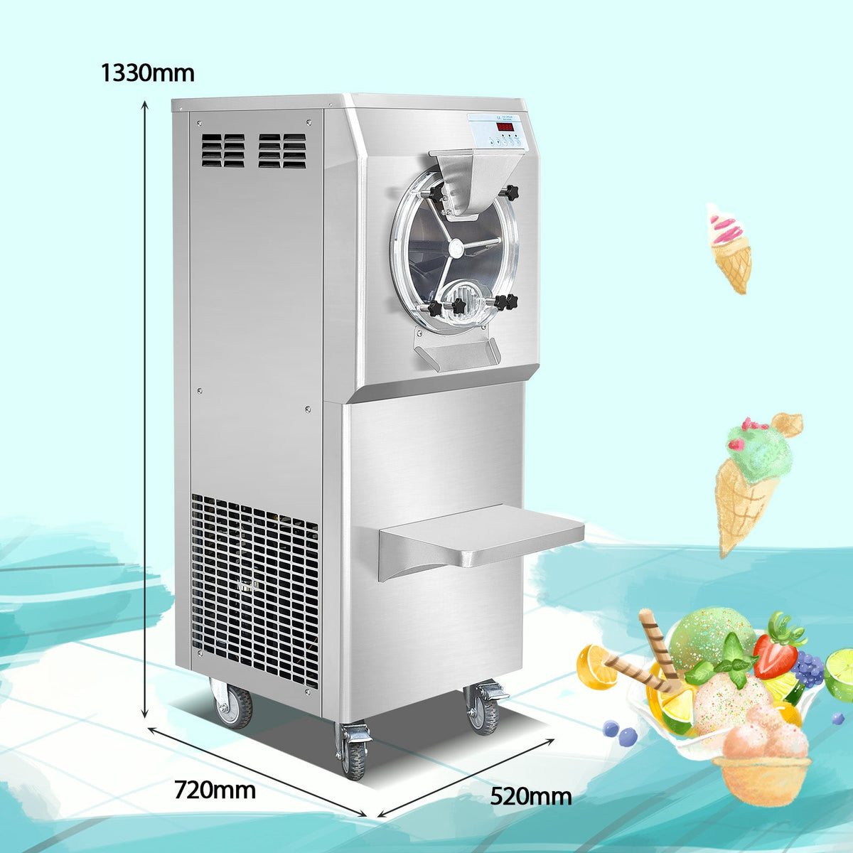 Gelato Machine Batch Freezer Hard Ice Cream Machine, 48 L H, ETL