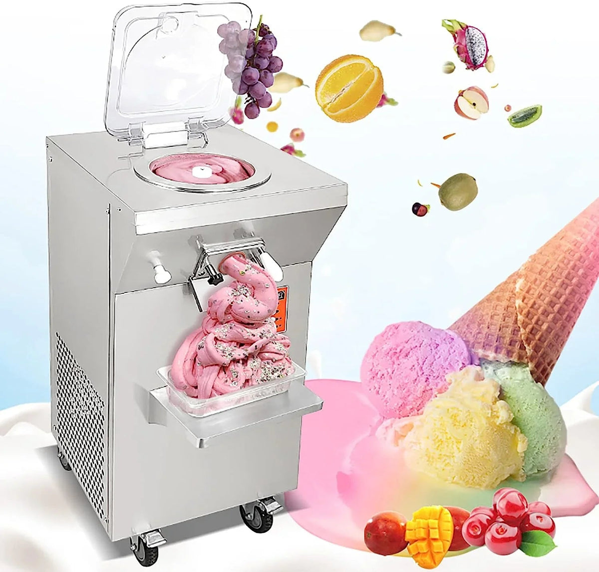 Gelato Machine Batch Freezer Hard Ice Cream Machine, Vertical