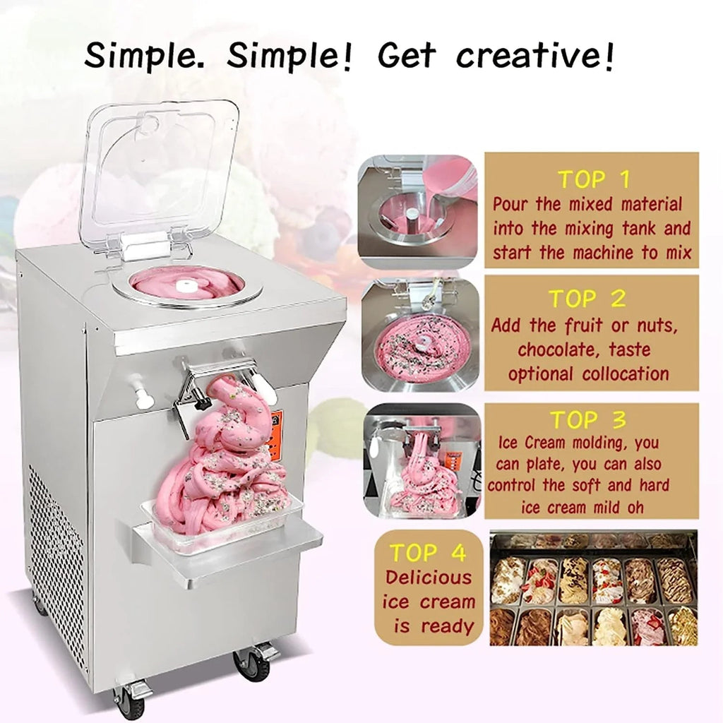 Gelato Machine Batch Freezer Hard Ice Cream Machine, Vertical