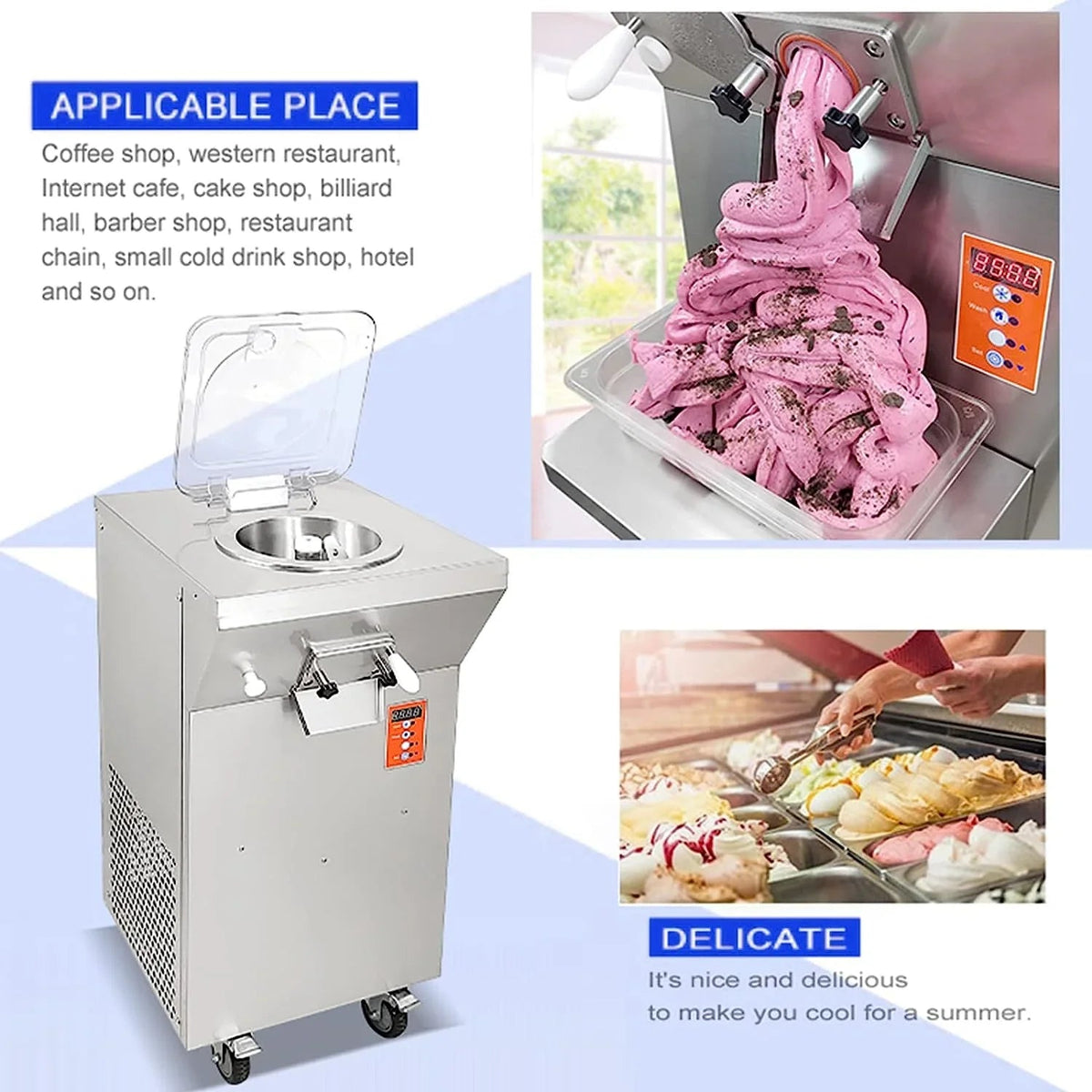Gelato Machine Batch Freezer Hard Ice Cream Machine, Vertical