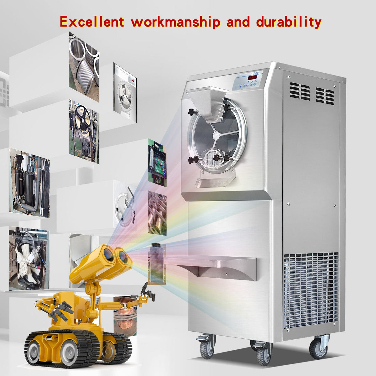 Gelato Machine Batch Freezer Hard Ice Cream Machine, 48 L H, ETL