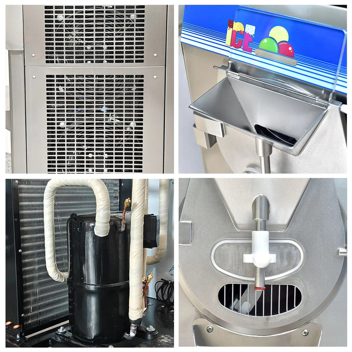 Gelato Machine Batch Freezer Hard Ice Cream Machine, ICM minus 48S, 125 L H, ETL