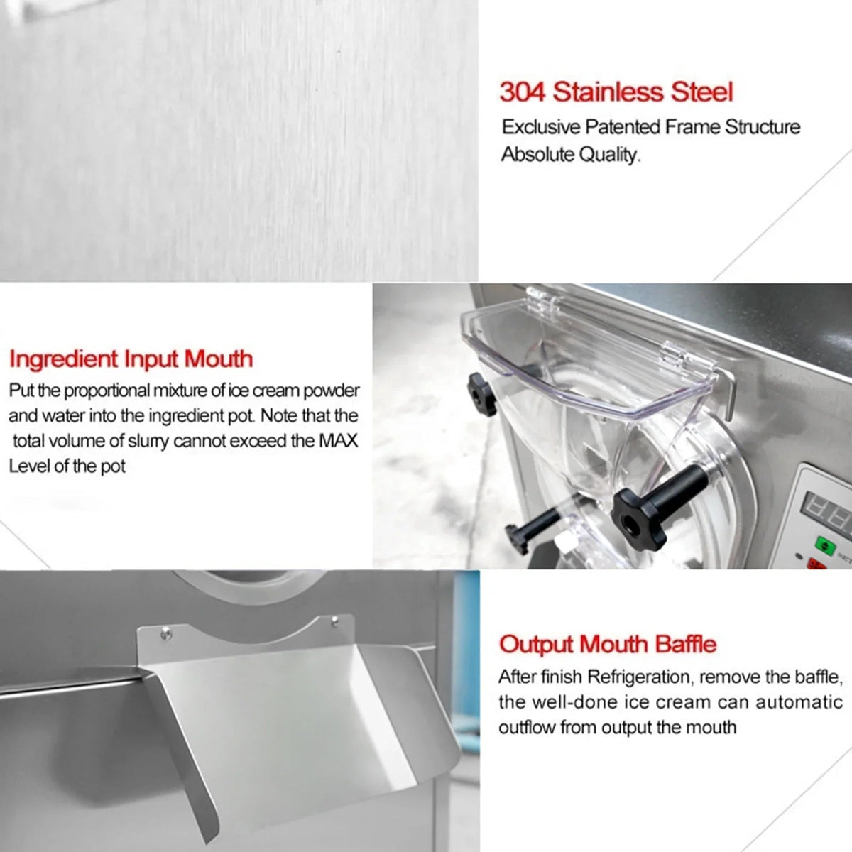 Gelato Machine Batch Freezer Hard Ice Cream Machine, Countertop