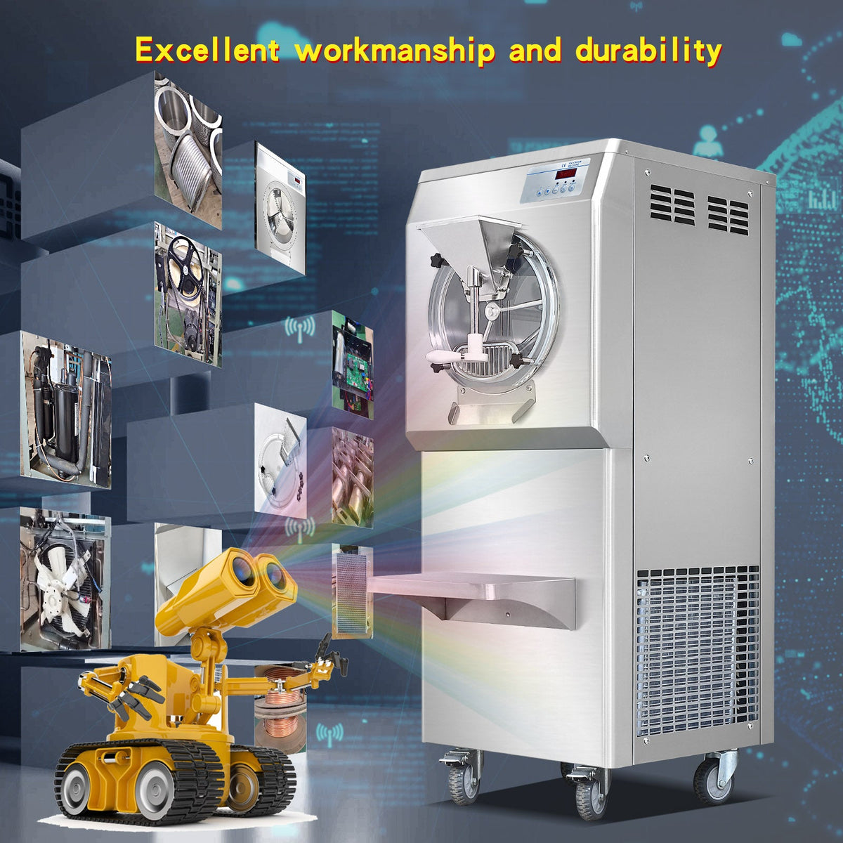 Gelato Machine Batch Freezer Hard Ice Cream Machine, ETL