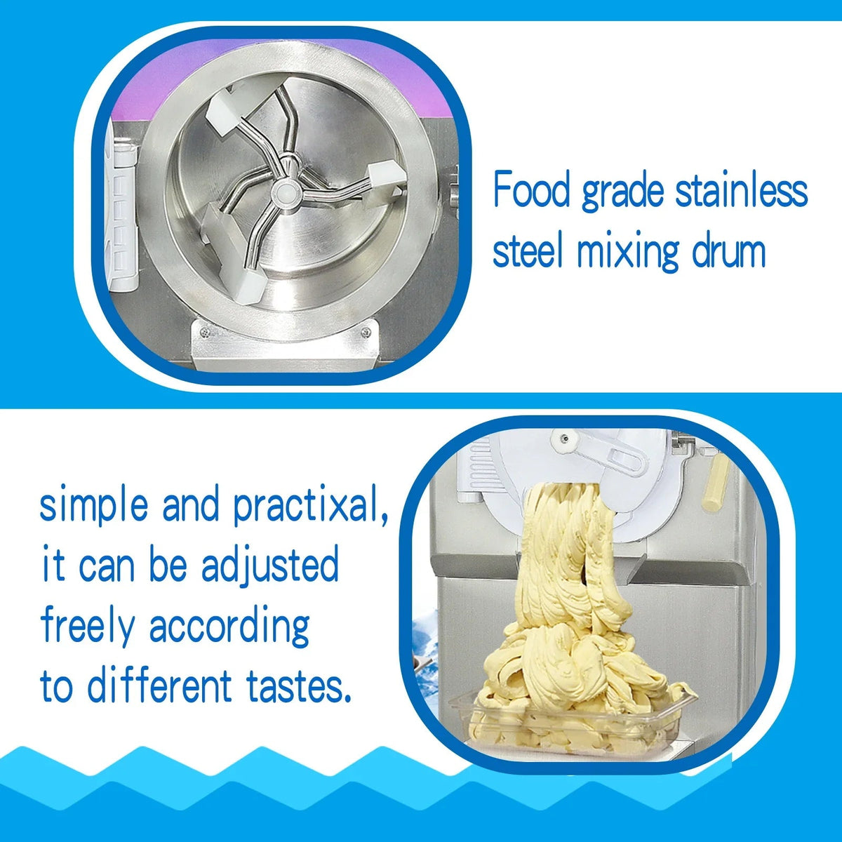 Water Ice Machine, Italian Ice Machine,Dairyfree Healthy and Nutritious Fresh Fruits Italian Water Vegan Gelato Hard Sorbet Ice cream Machine