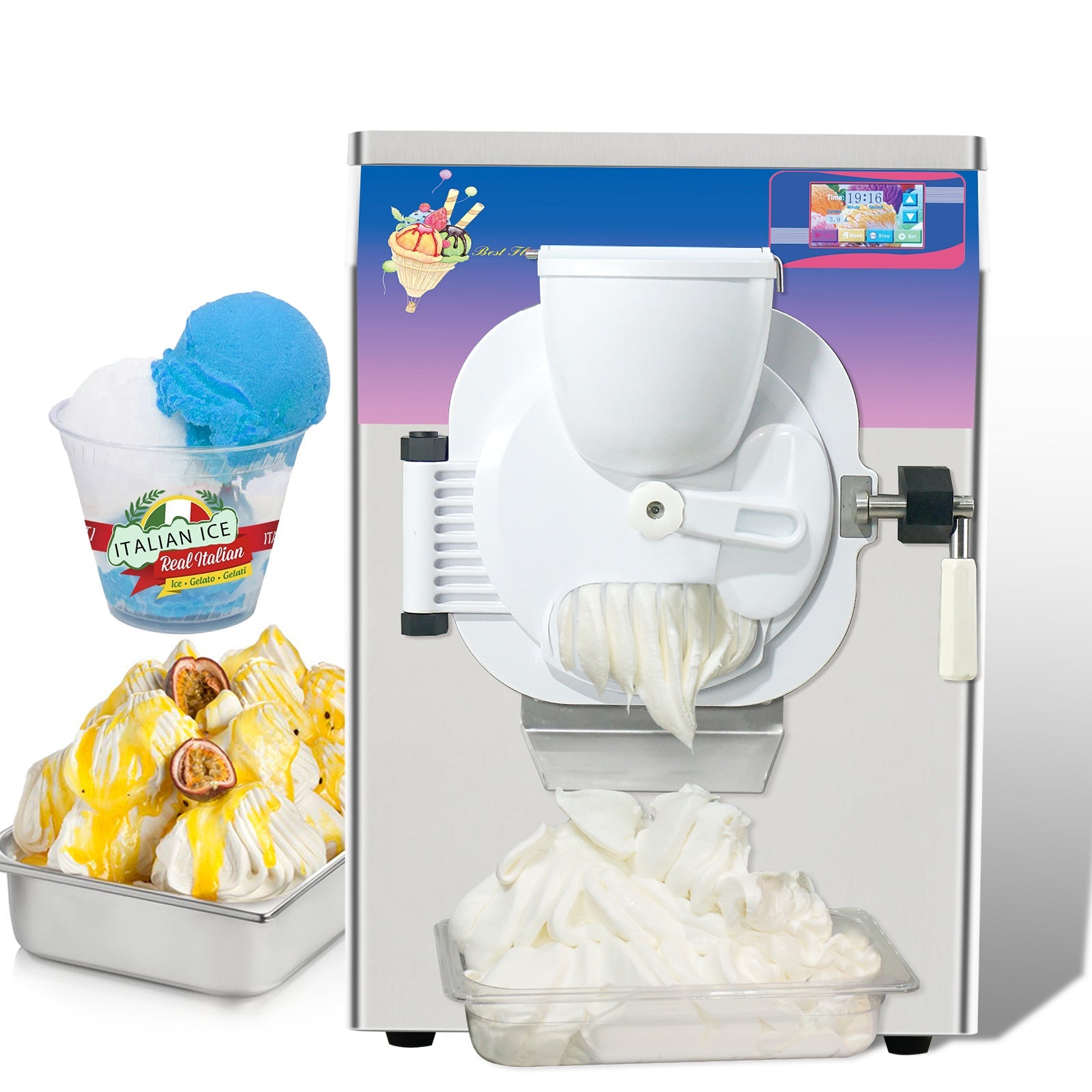 ETL Certificate Heavy Duty countertop Gelato hard ice Cream Machine italian water Street Food Machine 9-11 gal per hour