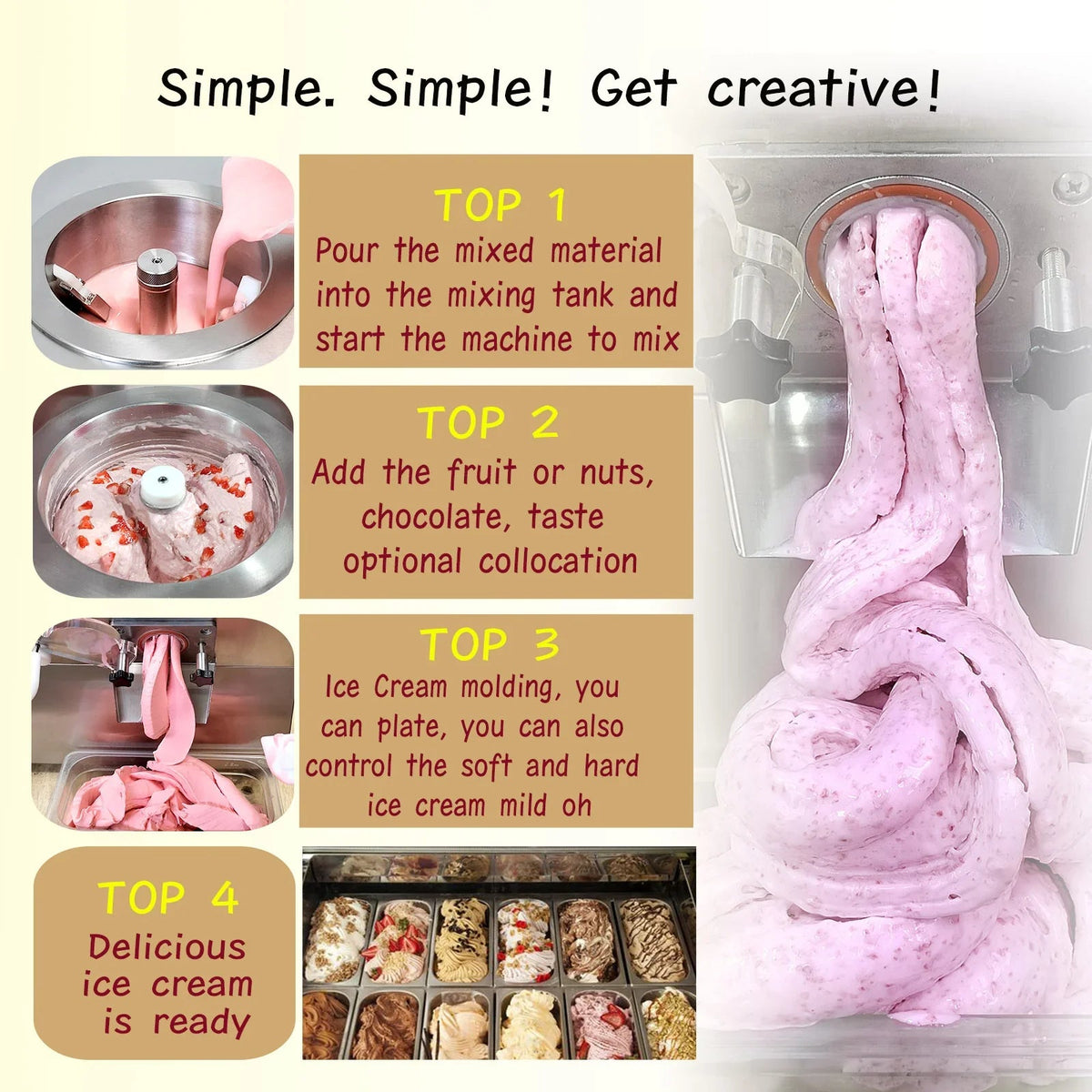 Fresh fruit gelato hard ice cream machine Scoop ice cream maker Italian Ice Maker fast food machine snack food machine