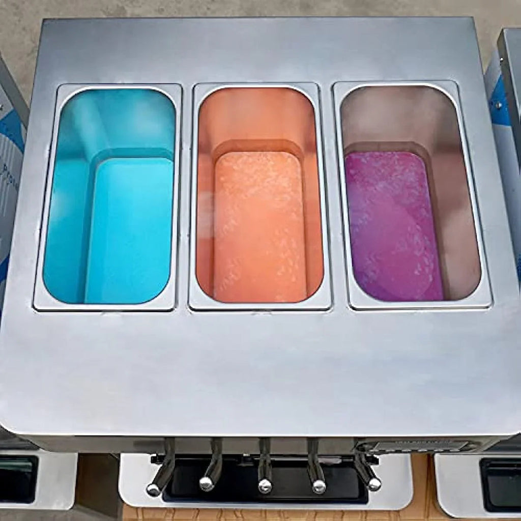 5 noozles ETL CE soft serve ice cream machine-auto counting, auto washing,upper tanks refrigerated, transparent dispenser