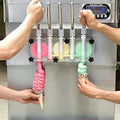 5 noozles ETL CE soft serve ice cream machine-auto counting, auto washing,upper tanks refrigerated, transparent dispenser