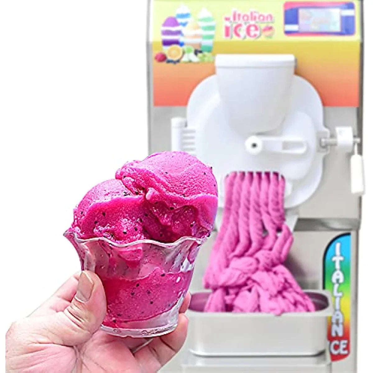 Water Ice Machine, Italian Ice Machine,Dairyfree Healthy and Nutritious Fresh Fruits Italian Water Vegan Gelato Hard Sorbet Ice cream Machine