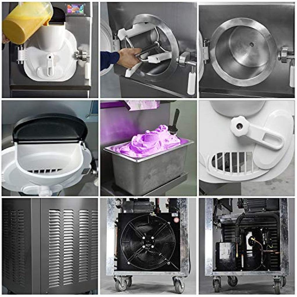 ETL Heavy Duty Commercial Gelato Hard ice Cream Machine,Italian water Ice Cream Machine,12-15 Gal/Hour