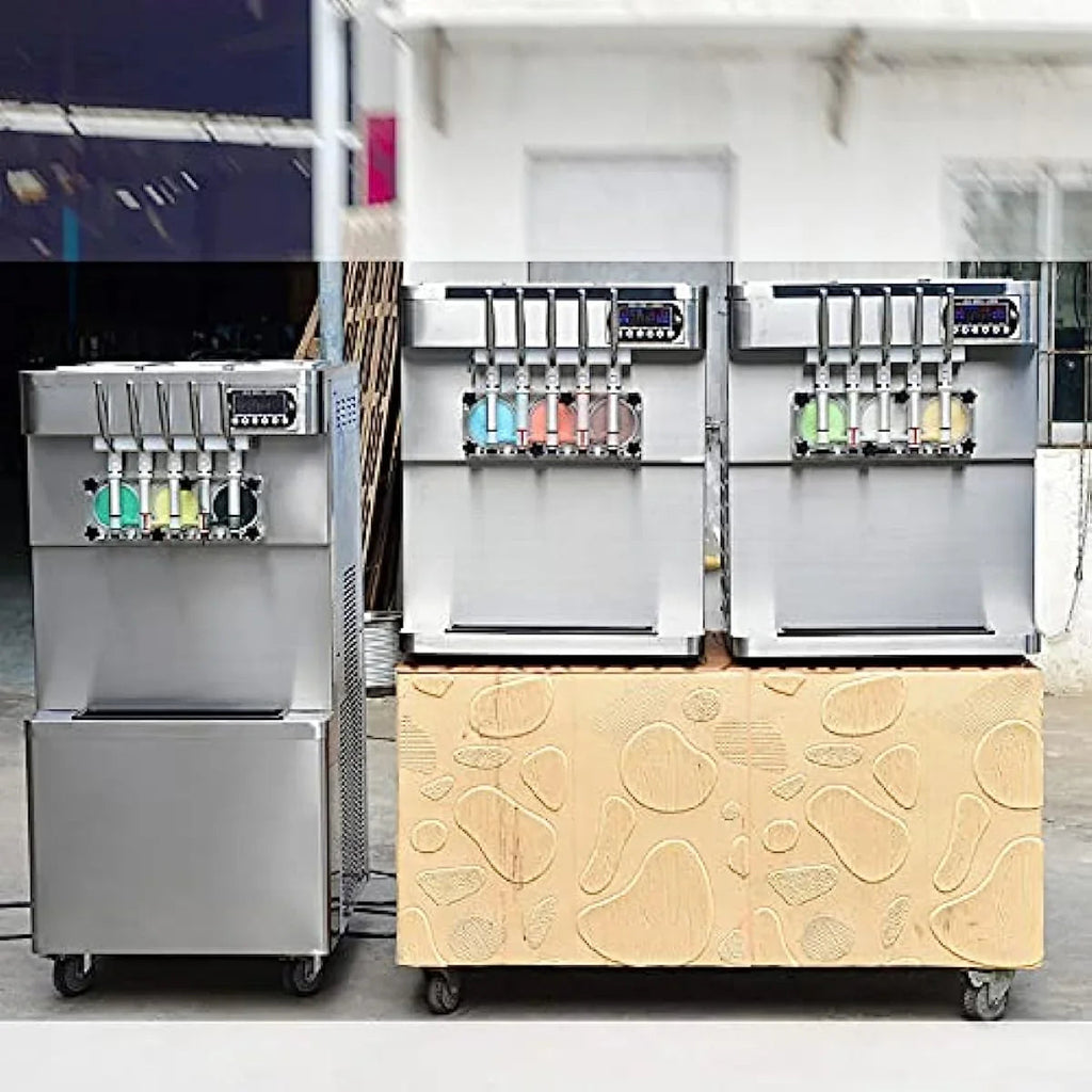 5 noozles ETL CE soft serve ice cream machine-auto counting, auto washing,upper tanks refrigerated, transparent dispenser