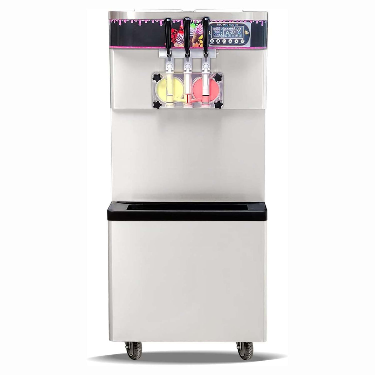 Soft Serve Ice Cream Machine Soft Serve Machine Frozen Yogurt Machine, 3 Flavors, ETL, Refrigerated