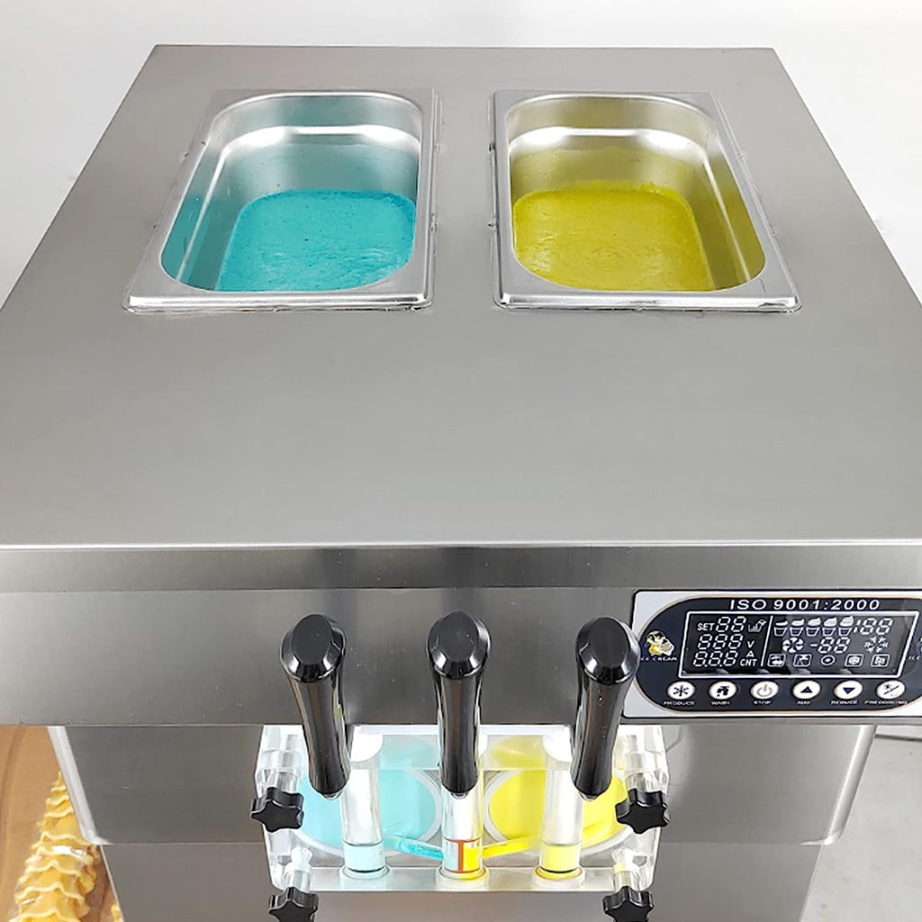 Soft Serve Ice Cream Machine Soft Serve Machine Ice Cream Machine, 3 Flavors, ETL, Countertop, Refrigerated