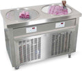 ETL 55cm 22 inches Double Round Pans Fried Ice Cream Roll Machine Yogurt - Auto Defrost Transparent Sneeze Guard