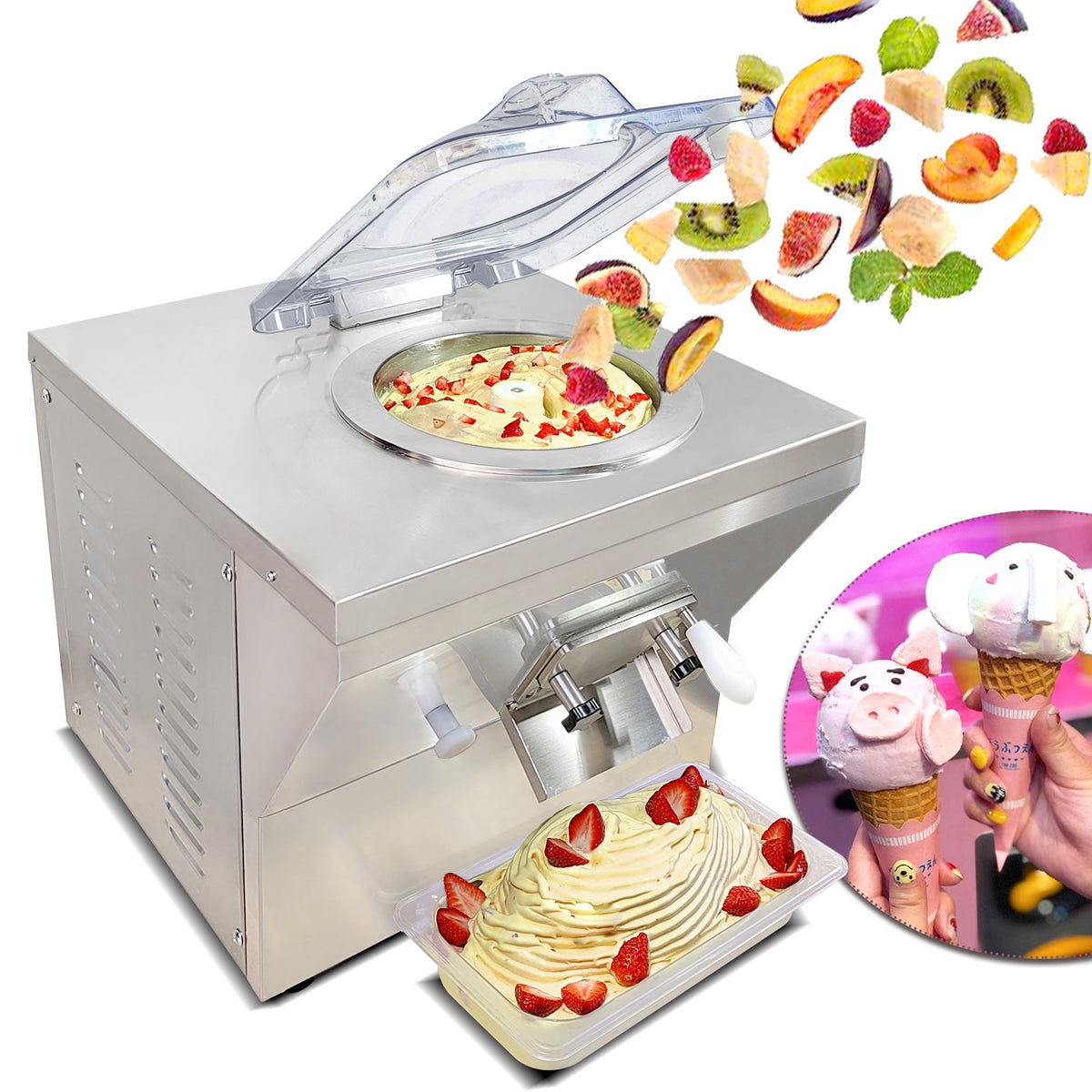 Gelato Machine Batch Freezer Hard Ice Cream Machine, 20 L H, ETL, Countertop
