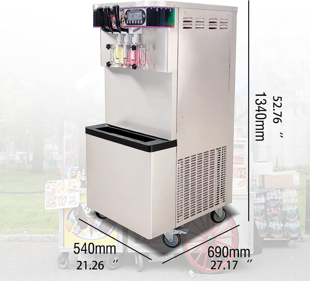 Soft Serve Ice Cream Machine Soft Serve Machine Ice Cream Machine, 3 Flavors, ETL, Refrigerated