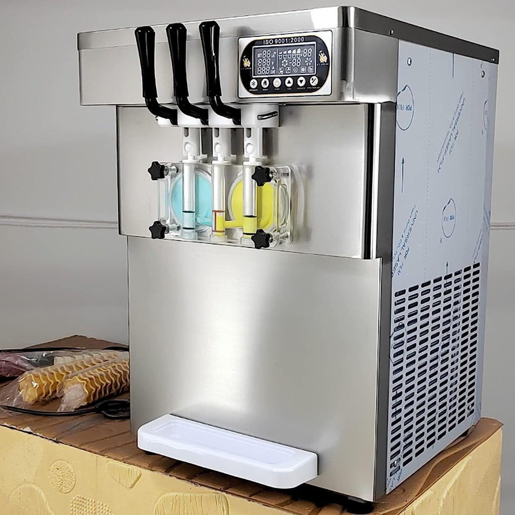 Soft Serve Ice Cream Machine Soft Serve Machine Ice Cream Machine, 3 Flavors, ETL, Countertop, Refrigerated