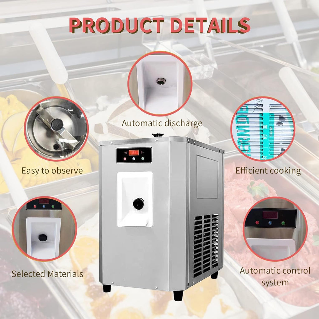 Desktop 6L Vertical Italian Hard Ice Cream Machine batch freezer Digital Control Sorbet Maker