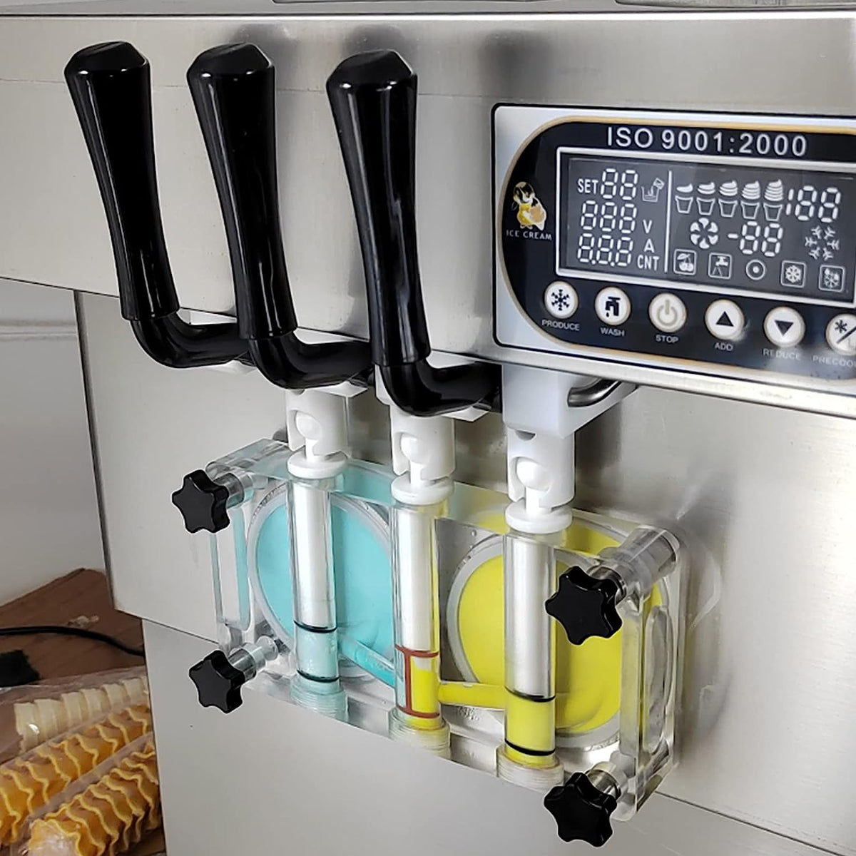 Soft Serve Ice Cream Machine Soft Serve Machine Ice Cream Machine, 3 Flavors, ETL, Countertop, Refrigerated