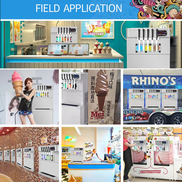 5 noozles ETL CE soft serve ice cream machine-auto counting, auto washing,upper tanks refrigerated, transparent dispenser