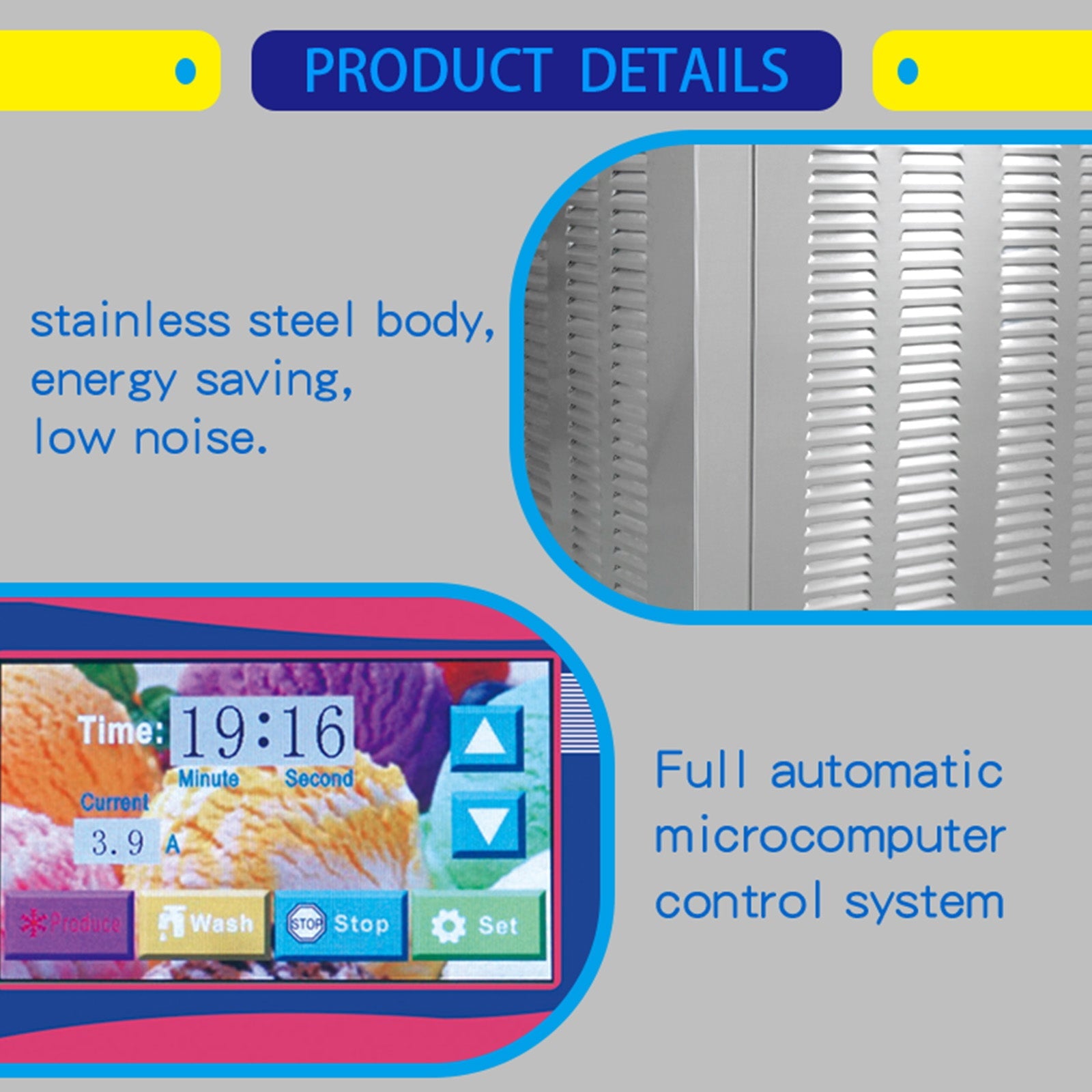 ETL Certificate Heavy Duty countertop Gelato hard ice Cream Machine italian water Street Food Machine 9-11 gal per hour