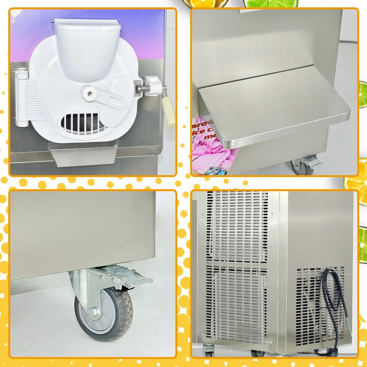 Water Ice Machine, Italian Ice Machine,Dairyfree Healthy and Nutritious Fresh Fruits Italian Water Vegan Gelato Hard Sorbet Ice cream Machine